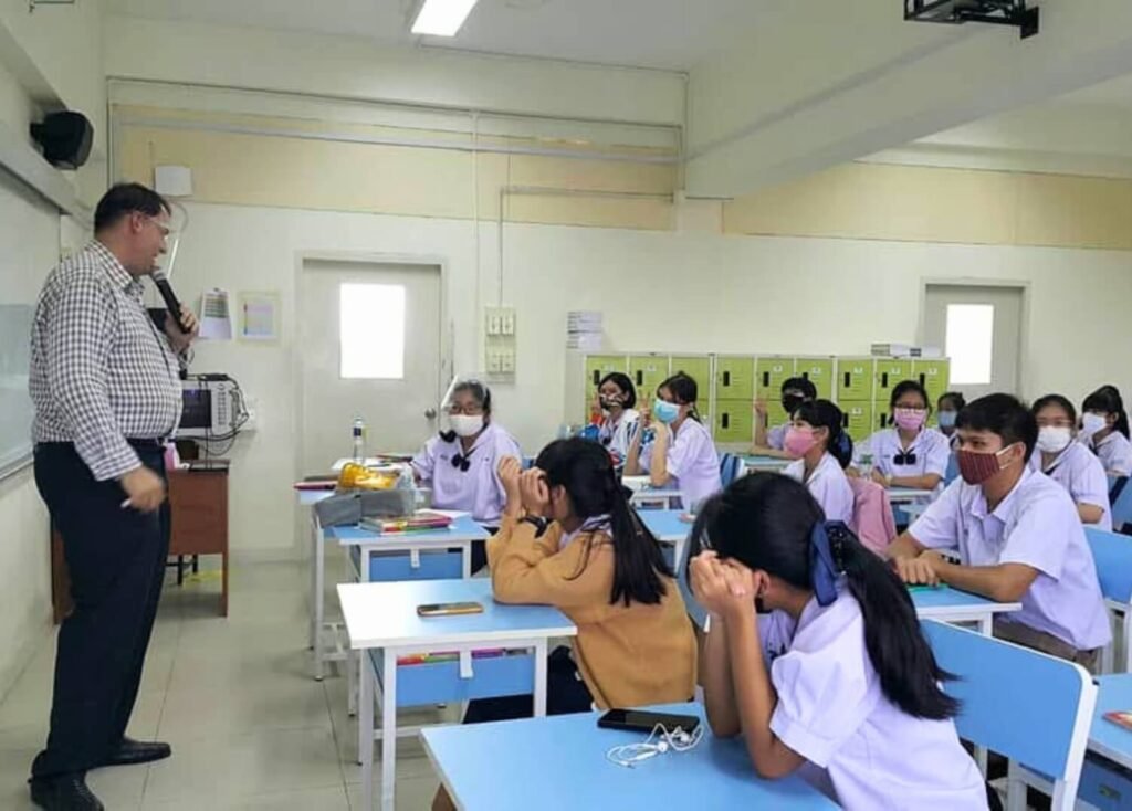 SPR BFITS Program students participating in an English lesson with Teacher Joshua Johnson